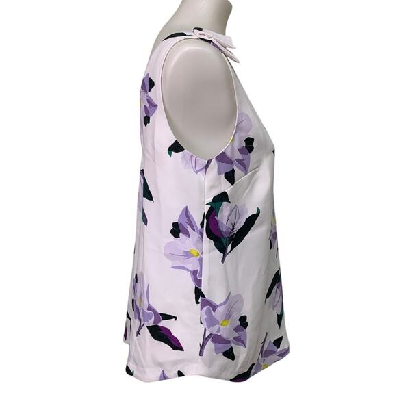 Banana Republic Womens Small White 100% Polyester Floral Sleeveless V Neck Top - Picture 3 of 7